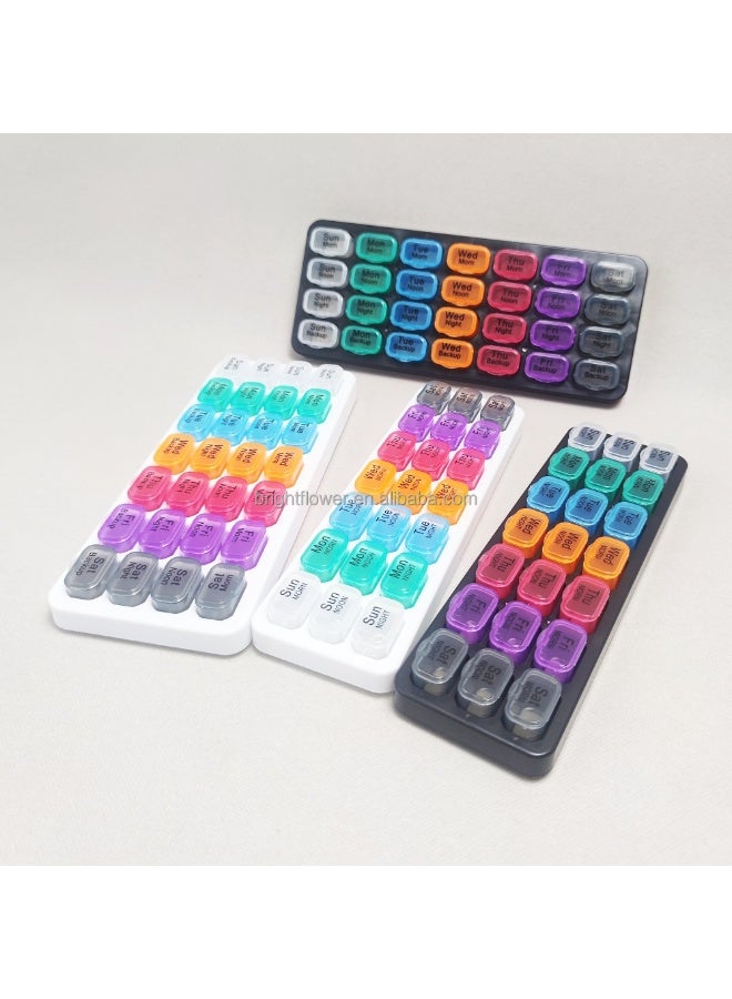 منظم حبوب أسبوعي مع أقسام يومية قابلة للإزالة مقسمة إلى ثلاثة أقسام زمنية، تصميم محمول للاستخدام اليومي والسفر والتخزين السهل - Image 5